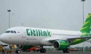 Pendaratan Perdana Pesawat Komersial Citilink di Bandara Dhoho Kediri Dengan 178 Penumpang