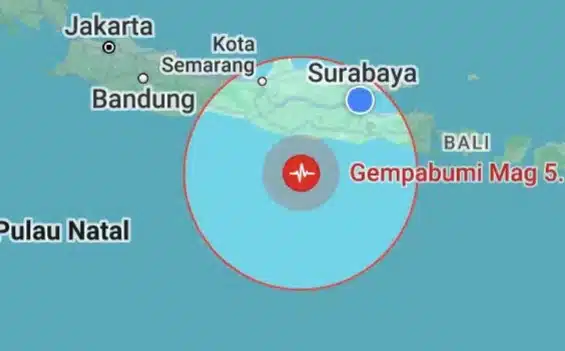 Gempa Tektonik Magnitudo 5,1 Guncang Pesisir Selatan Jawa Timur