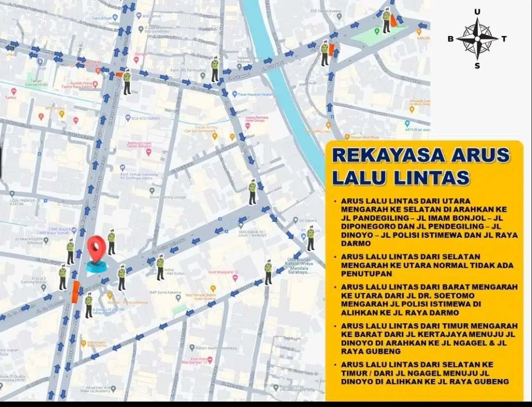 Begini Rekayasa Lalu Lintas Saat Upacara Hari Juang Polri di Surabaya