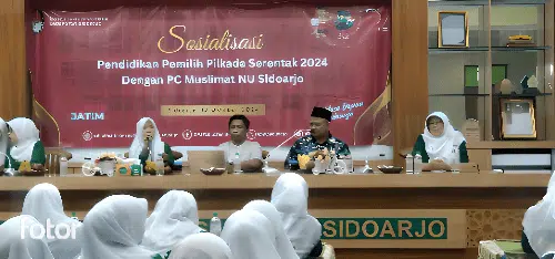 KPU Bersama PC Muslimat NU Sidoarjo Gelar Sosialisasi Pendidikan Pemilih Agar Terhindar Praktek ‘Money Politic’