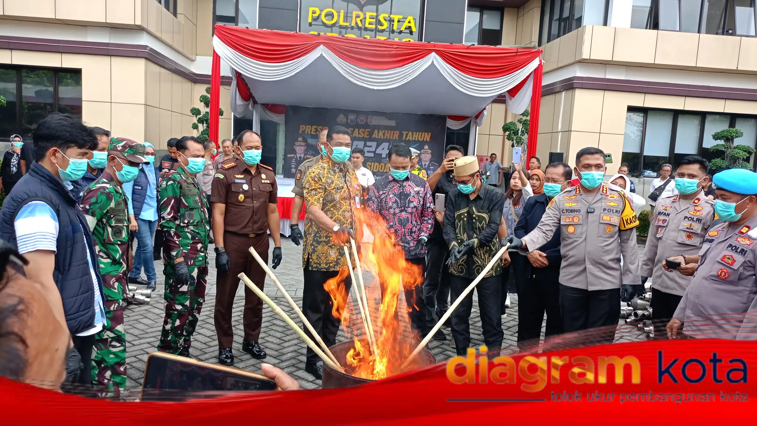 Polresta Sidoarjo Gelar Pemusnahan Barang Bukti Sepanjang Tahun 2024: Narkoba, Miras, dan Knalpot Brong
