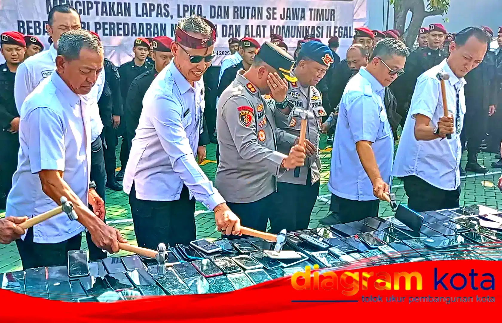280 HP Ilegal Dimusnahkan, Pemasyarakatan Jatim Perkuat Langkah Bersih-Bersih Lapas