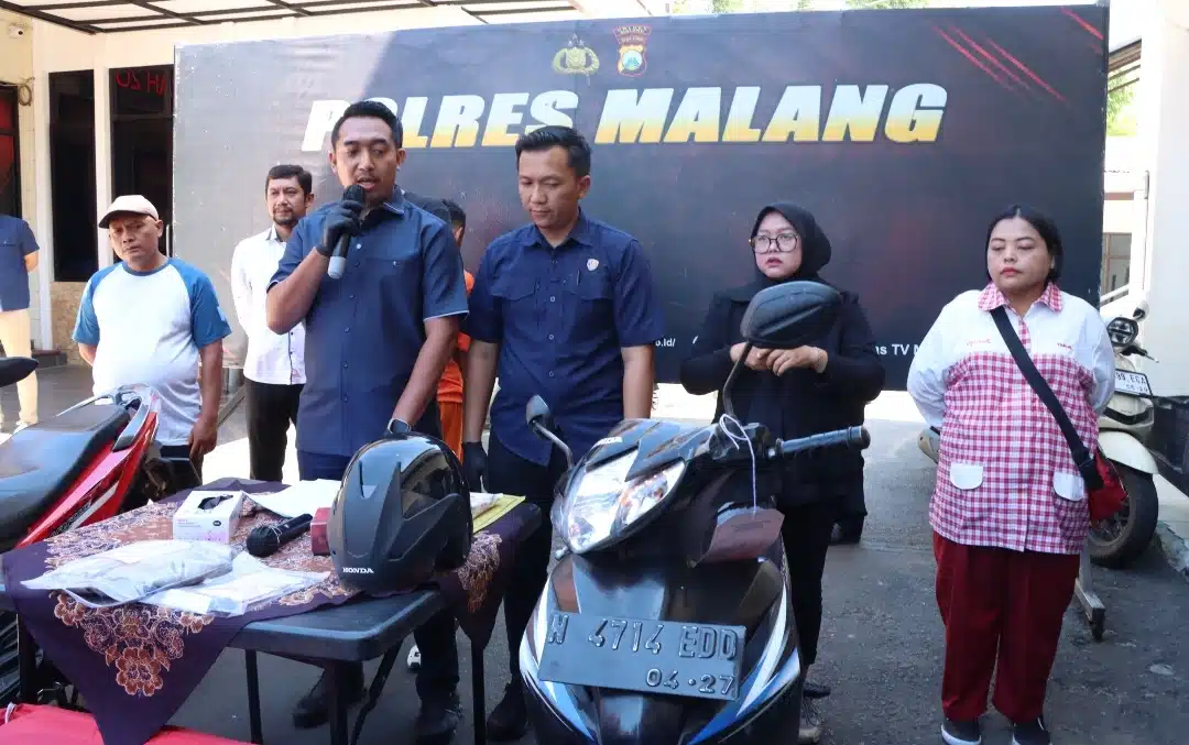 Gercep Polres Malang Berhasil Amankan Tersangka Pencuri Motor Kurir Yakult yang Viral di Medsos