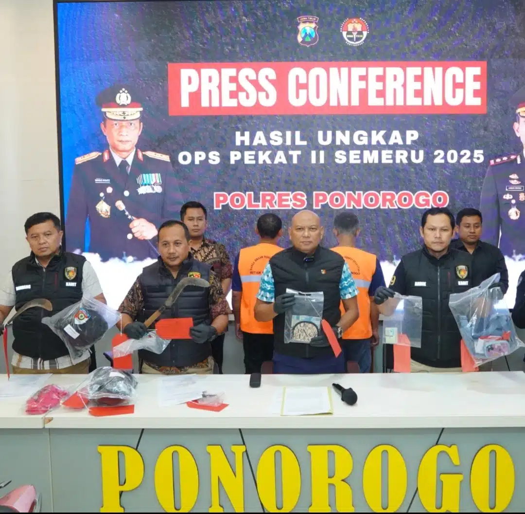Operasi Pekat II Semeru 2025, Polres Ponorogo Amankan Tersangka Penganiayaan Bersajam
