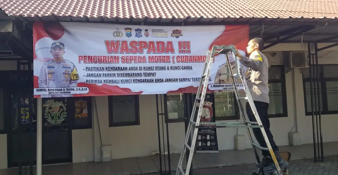 Polres Pelabuhan Tanjung Perak Gencarkan Himbauan Kamtibmas, Spanduk Waspada Curanmor Tersebar di 5 Wilayah Polsek