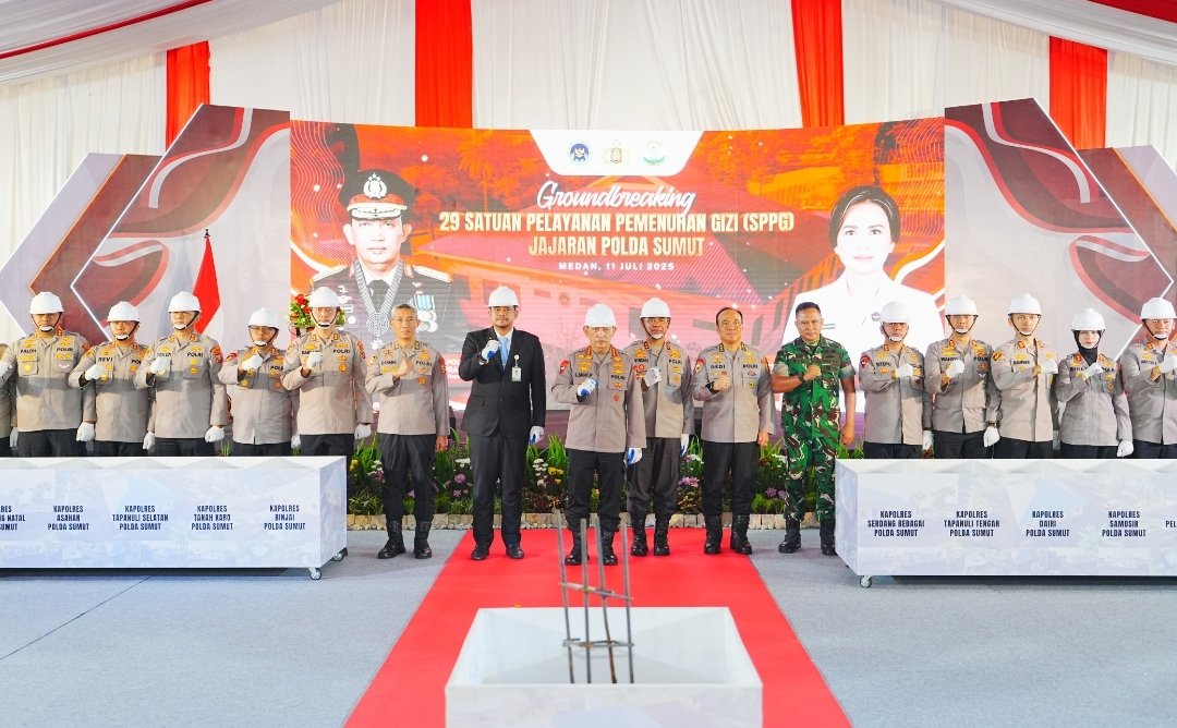 Hadiri Groundbreaking 29 SPPG Polda Sumut dan Jajaran, Kapolri Komitmen Dukung Program MBG