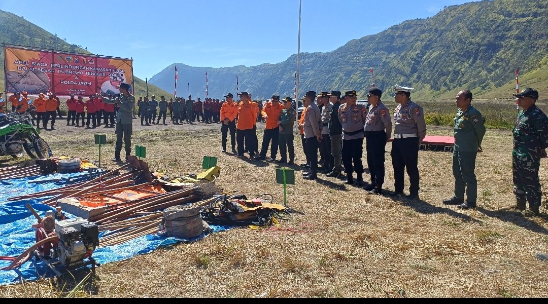Polres Probolinggo Bersama Balai Besar TNBTS Gelar Apel Siaga Antisipasi Karhutla di Musim Kemarau