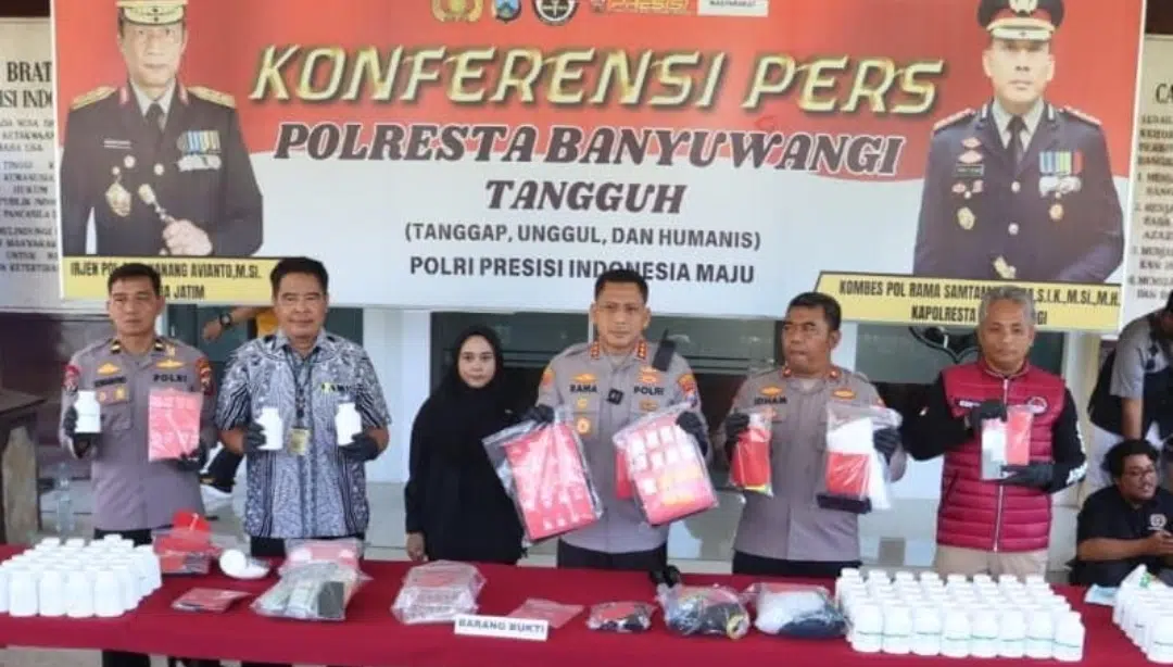 Operasi Tumpas Narkoba Semeru 2025 Polresta Banyuwangi Sita 150 gram Sabu dan 159 Ribu Okerbaya dari 43 Tersangka