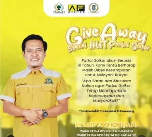 Giveaway HUT Golkar ke-61, Arif Fathoni: Suara Netizen Jadi Aspirasi Partai 1 HUT Golkar ke-61