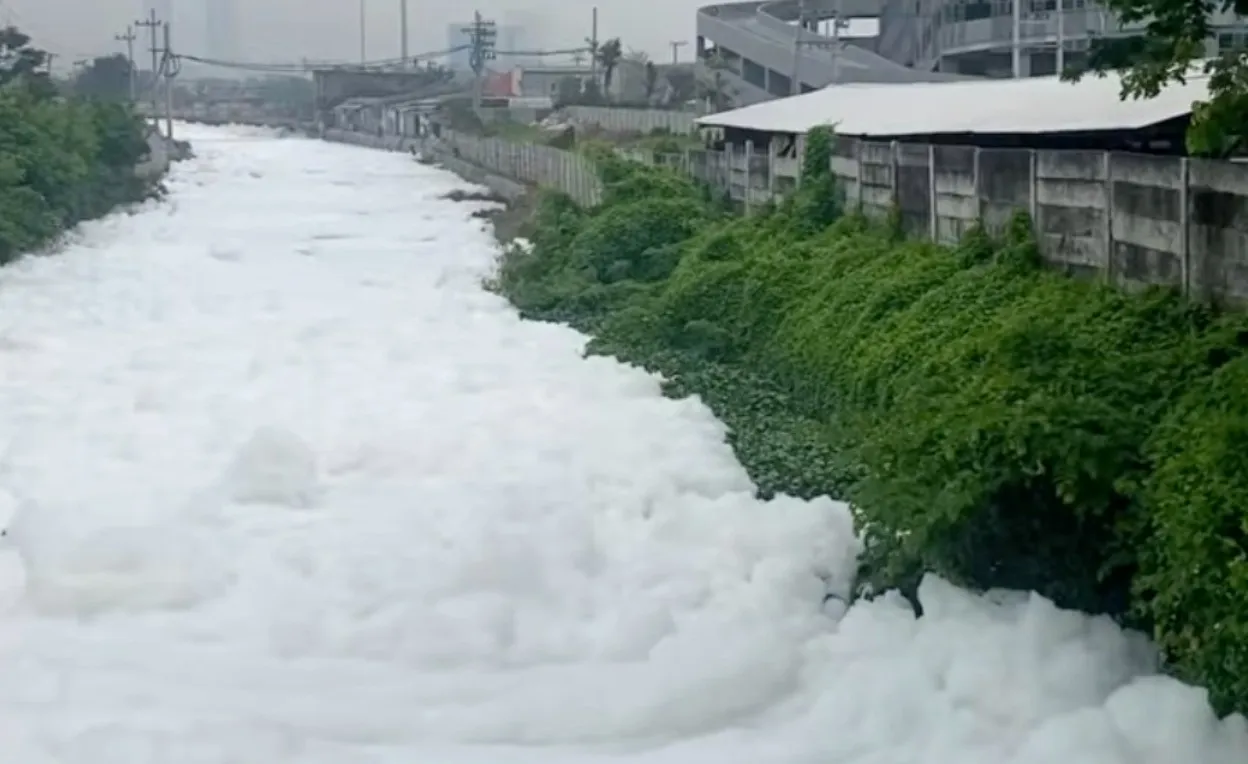 Busa Putih Kembali Muncul di Sungai Kalisari Damen, DLH: Akibat Limbah Deterjen 1 Busa Putih Kembali Muncul di Sungai Kalisari Damen, DLH: Akibat Limbah Deterjen