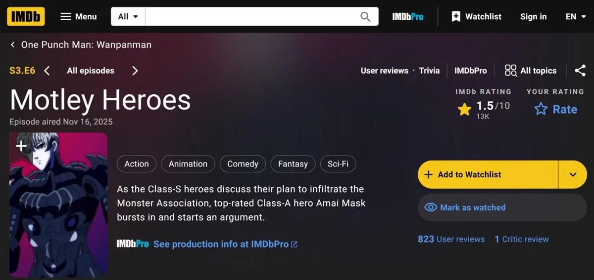 One Punch Man S3 Pecahkan Rekor Rating IMDb