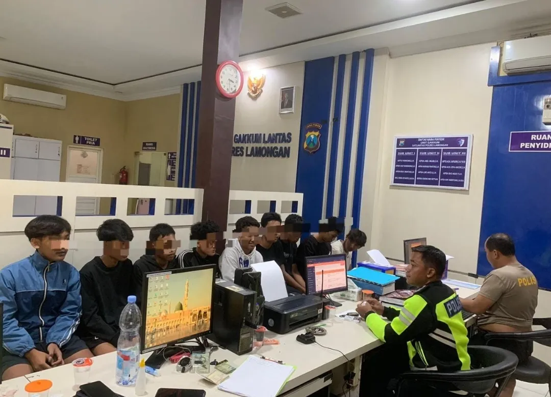 Operasi Zebra Semeru Polres Lamongan Amankan 9 Remaja dan 3 Motor Balap Liar