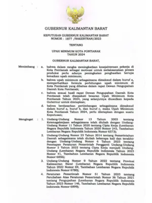 UMK Pontianak Naik, Tunggu UMP Kalbar