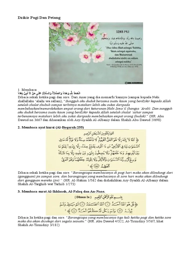 Dzikir Pagi dan Petang Bahasa Arab/Latin dengan Terjemahan