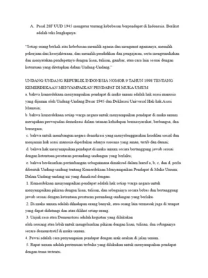 Sebutkan dan Jelaskan Dua Dasar Hukum Hak Kebebasan Berpendapat di Indonesia