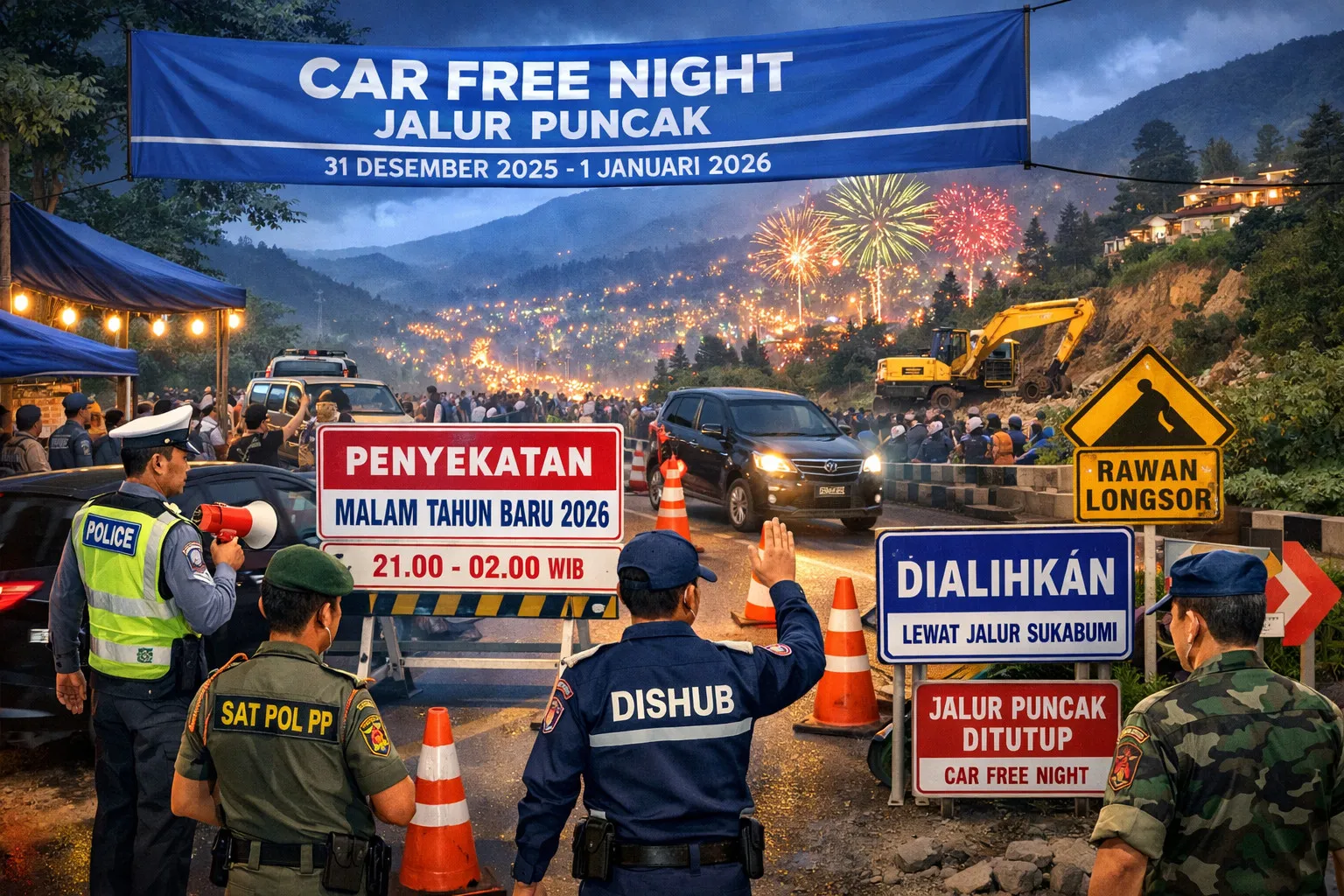 Hendak ke Puncak saat Tahun Baru? Ini aturan car free night dan jalur alternatifnya