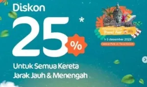 PT Kereta Api Indonesia KAI menyediakan tarif diskon 25 persen