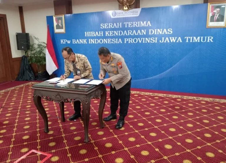 Dukung Tugas Polri Bank Indonesia Jatim Hibahkan 3 Unit Ranmor