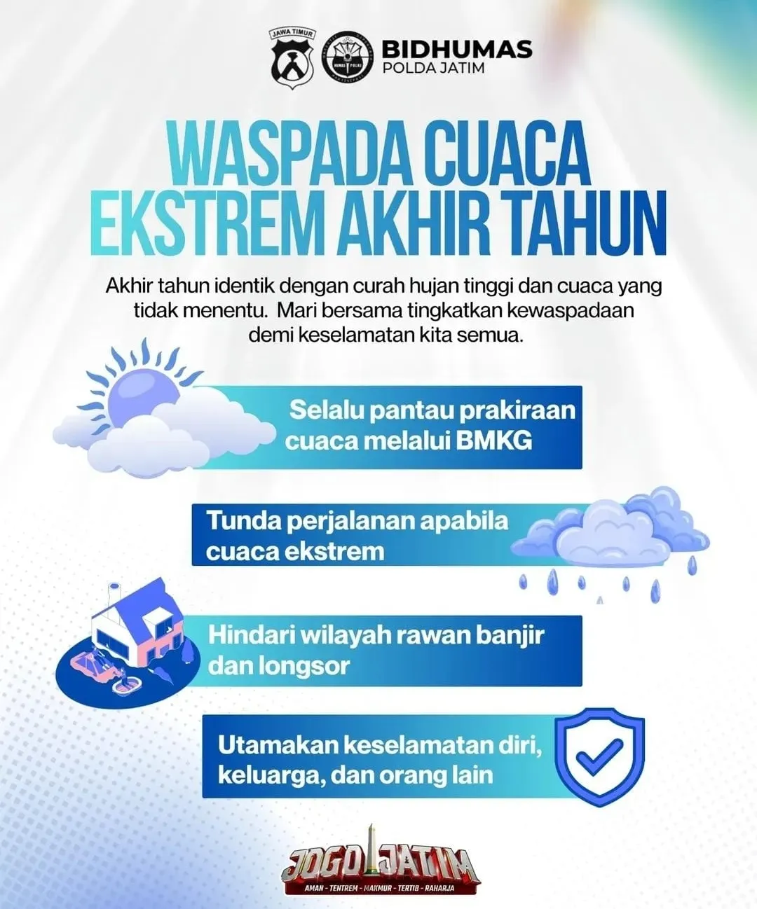 Polda Jatim Imbau Masyarakat Waspadai Cuaca Ekstrem Saat Libur Nataru 1 Polda Jatim Imbau Masyarakat Waspadai Cuaca Ekstrem Saat Libur Nataru