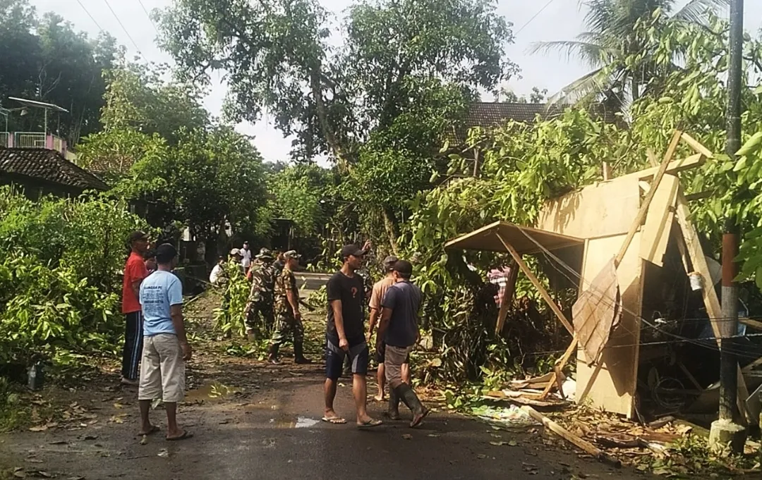 TNI–BPBD Sigap Evakuasi Pohon Tumbang di Sumberdadi Trenggalek