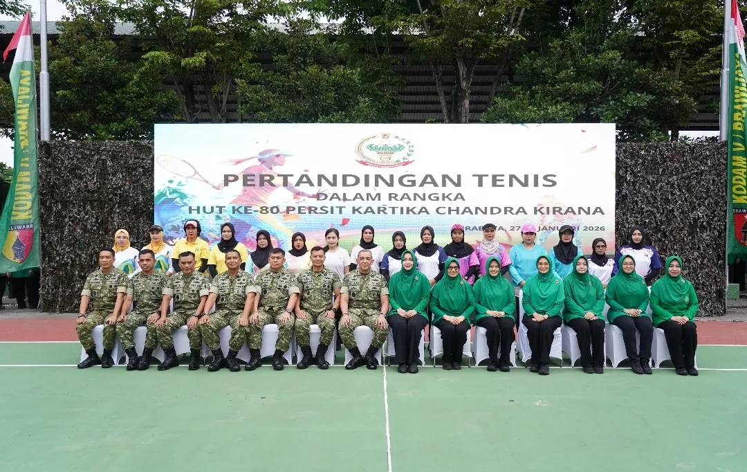 Pangdam V/Brawijaya Hadiri Pembukaan Lomba Tenis Lapangan HUT Persit KCK Ke-80