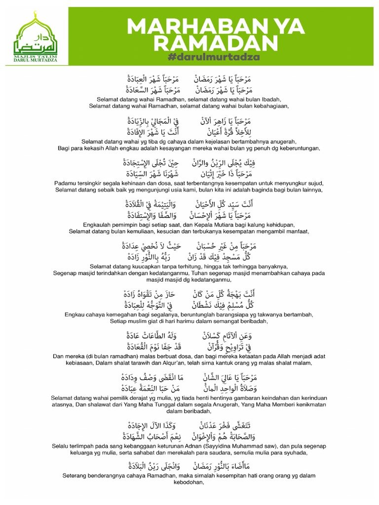 Makna dan Sejarah Kata “Marhaban ya Ramadan” dalam Tradisi Islam Nusantara