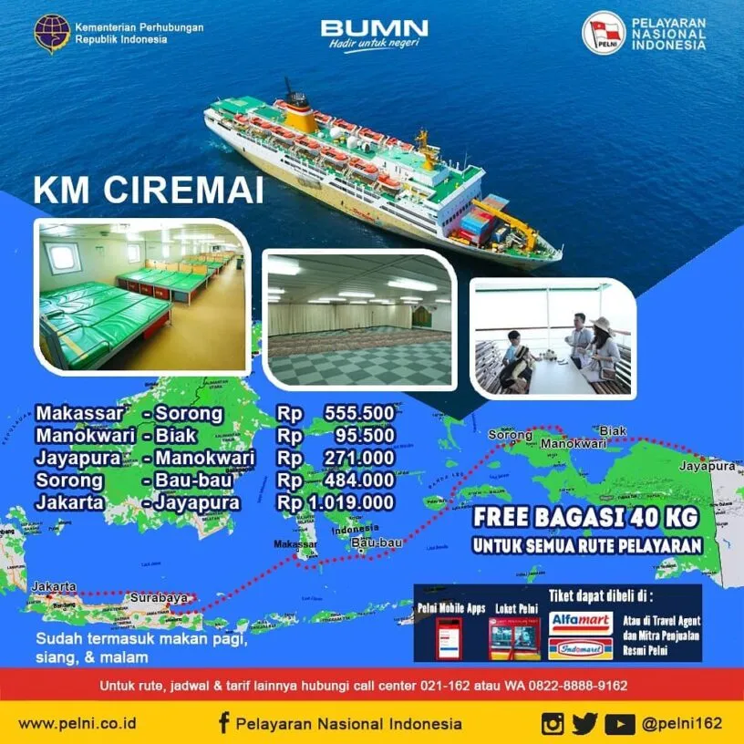 Jadwal Pelayaran Kapal Pelni KM Ciremai Bulan Februari 2026