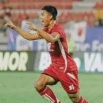Selebrasi Abdul Rahman usai mencetak gol kemenangan bagi PSM Makassar