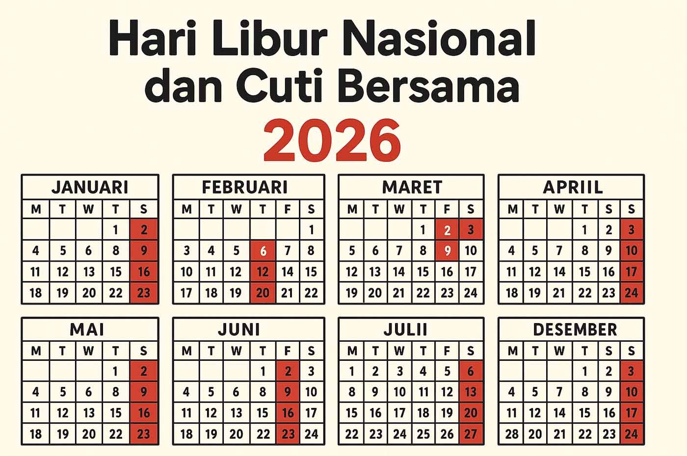 SKB 3 Menteri Jadwal Libur Nasional dan Cuti Bersama Tahun 2026