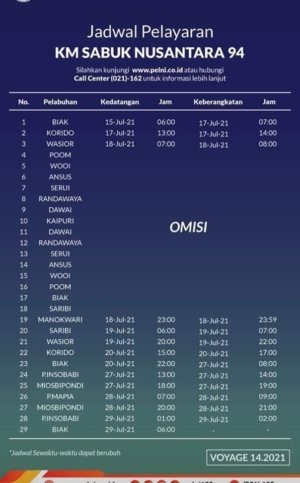 Jadwal Kapal Perintis Pelni KM Sabuk Nusantara 94 Tahun 2026
