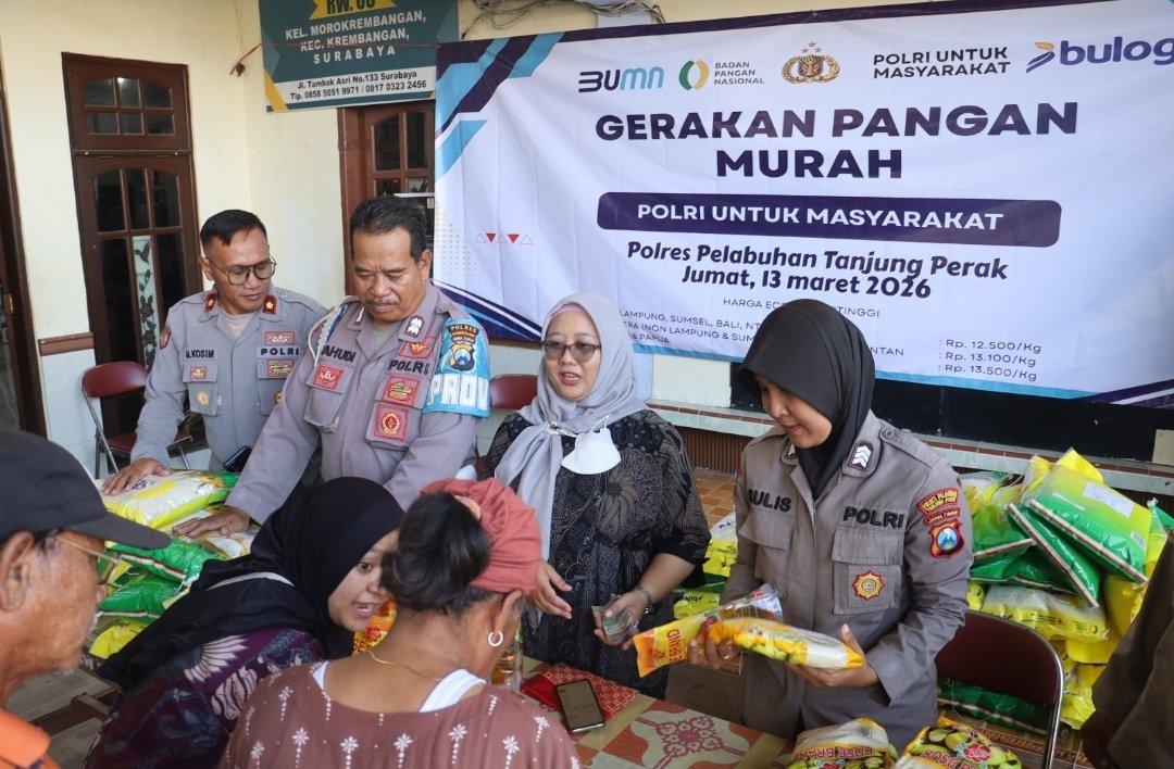 Polres Pelabuhan Tanjung Perak Gelar Gerakan Pangan Murah Serentak, Bantu Masyarakat Jelang Lebaran