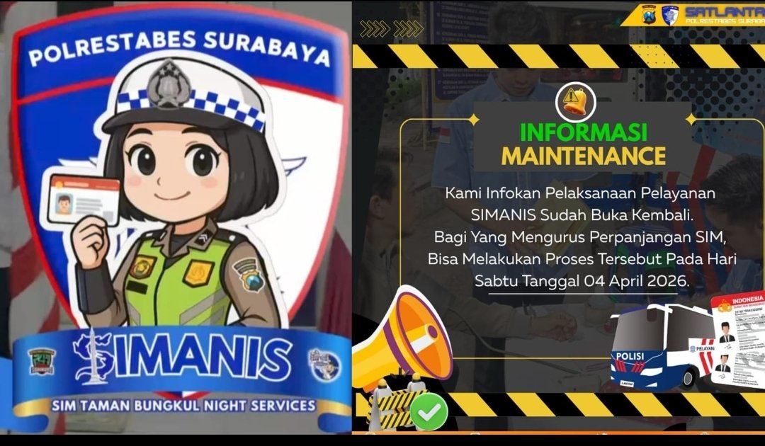 AKP Tri Arda Meidiansyah, S.TR.K, Sik : Layanan SIMANIS, Kami Pastikan Sabtu 04 April 2026 Sudah Kembali Hadir 1 AKP Tri Arda Meidiansyah, S.TR.K, Sik : Layanan SIMANIS, Kami Pastikan Sabtu 04 April 2026 Sudah Kembali Hadir