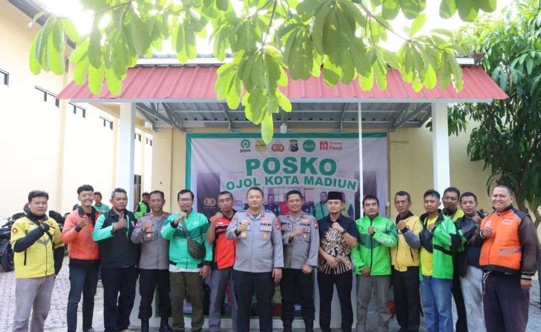 Perkuat Sinergitas, Polres Madiun Kota Resmikan Posko Ojol Kamtibmas