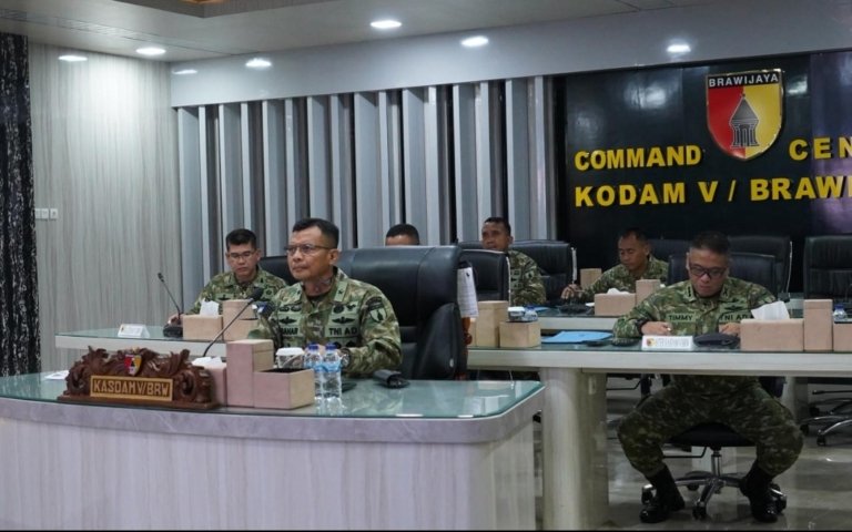 Kasdam V/Brawijaya Pimpin Rakor Virtual Percepatan Pembangunan KDKMP Bersama Wapang TNI di SICC