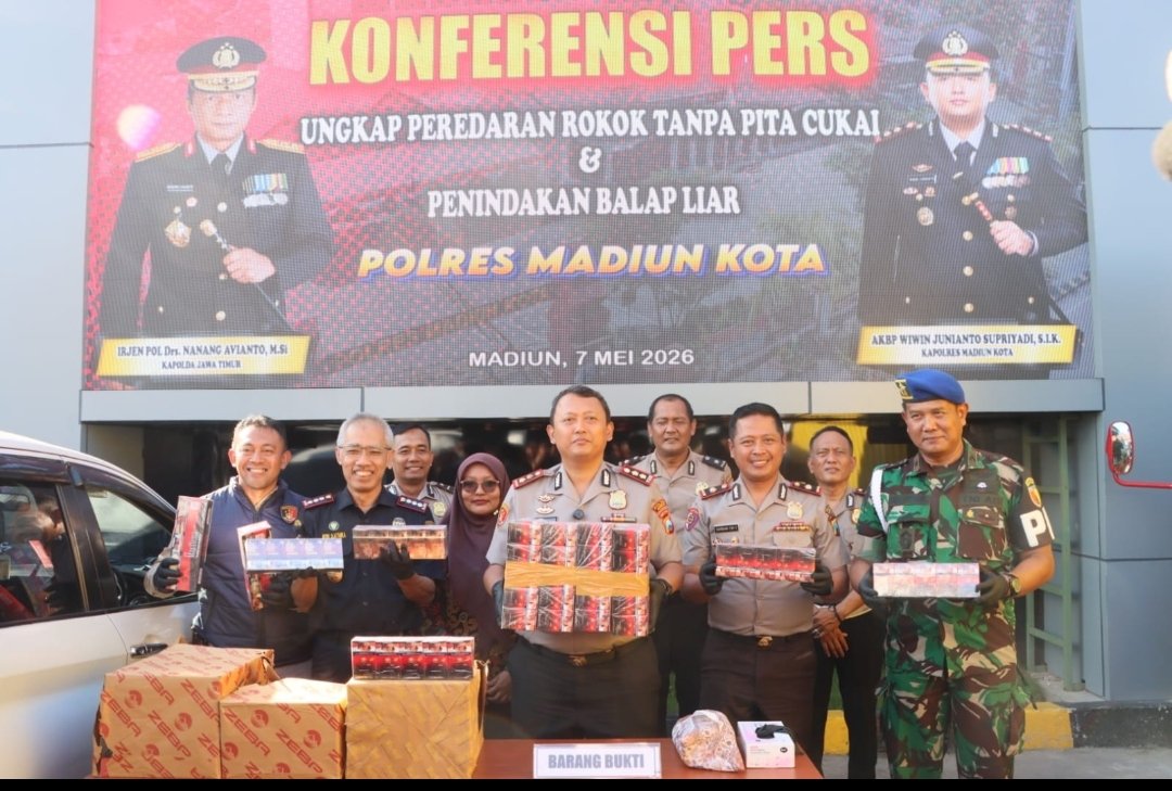 Polres Madiun Kota Gagalkan Pengiriman 3,1 juta Batang Rokok Ilegal Lintas Provinsi
