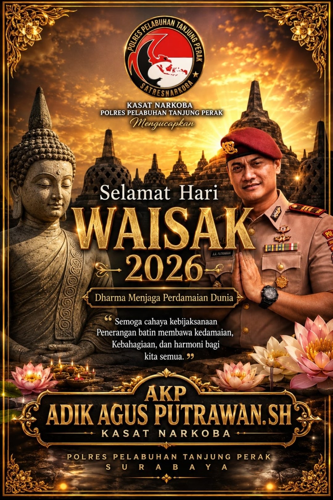 AKP Adik Agus Putrawan SH: Semangat Waisak Momentum Perkuat Perdamaian dan Persatuan Bangsa