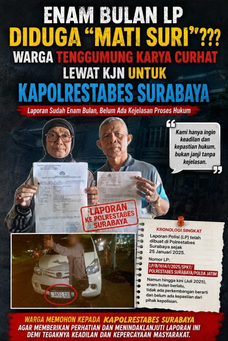Enam Bulan LP Diduga “Mati Suri”?, Warga Tenggumung Karya Curhat Lewat KJN ke Kapolrestabes Surabaya