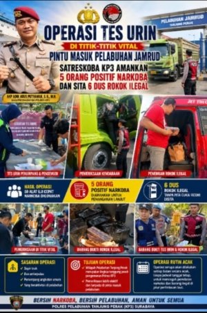 Operasi Tes Urin di Titik-titik vital Pintu Masuk Pelabuhan Jamrud, Satreskoba KP3 Amankan 5 Orang Positif Narkoba dan Sita 6 Dus Rokok Ilegal