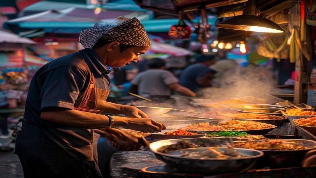Gambar makanan khas Surabaya seperti lontong kikil dan gudeg.