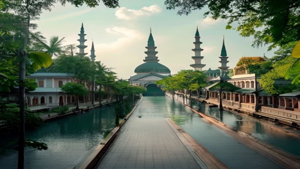 Pemandangan ikonik Jembatan Suramadu dengan latar kota Surabaya, destinasi wisata menarik di Jawa Timur.