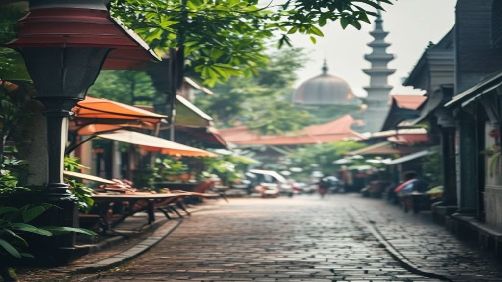 Pemandangan ikon wisata Surabaya menampilkan Jembatan Suramadu dan latar kota modern.