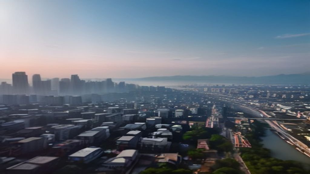Bagaimana Kebijakan Pajak Properti Surabaya Mempengaruhi Harga Rumah 1 Pemandangan kota Surabaya menampilkan skyline modern, pelabuhan aktif, dan suasana senja yang memukau