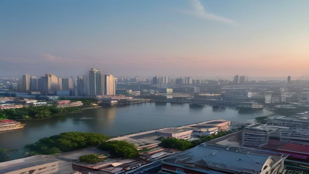 Pemandangan ikonik Jembatan Suramadu dan latar kota Surabaya menampilkan pesona wisata budaya dan kuliner.